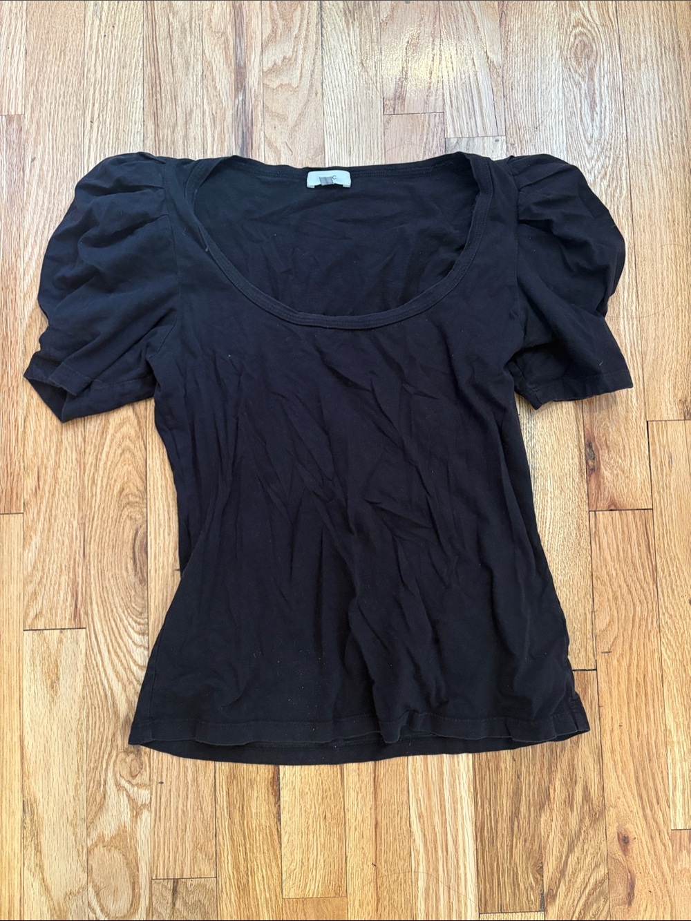 ALC Black Puff Sleeve Scoop Neck Women's Top